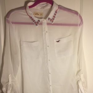 White button down top